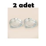 2 Adet Cam Kalp Model Şeffaf Küllük Kül Tablası 10Cm