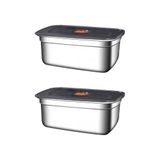 2 Adet Çelik 1500 ml Yemek Meyve Et Buzdolabı Beslenme Saklama Kabı mt220