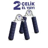 2 Adet Çelik El Yayı Sünger Kollu 15 kg Bilek Ön Kol Parmak Güçlendirici Alet Fitness Egzersiz