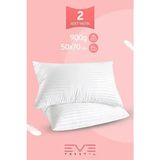 2 Adet Çizgili Saten Fermuarlı Antialerjik Yıkanabilir Nano Elyaf Yüksek Dolgulu Yastık 900 gr - Beyaz - 50 x 70 cm