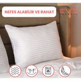 2 Adet Çizgili Saten Fermuarlı Antialerjik Yıkanabilir Silikon Elyaf Yüksek Dolgulu Yastık 900 gr - 50 x 70 cm - Beyaz