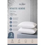 2 Adet Clasy %100 Pamuk Silikon Dolgulu Yastık Yıkanabilir 1000 gr - Beyaz - 50 x 70