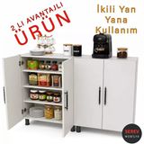 2 Adet Çok Amaçlı 2 Kapaklı Dolap Banyo Mutfak Erzak Kiler Dolabı Genişlik 70+70 140 Cm Beyaz