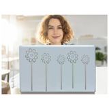 2 Adet Defter Sticker,laptop Sticker Gri Papatyalı Pvc 48X33X0,5CM