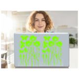 2 Adet Defter Sticker,laptop Sticker Yeşil Çiçekli Pvc 48X33X0,5CM
