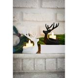 2 Adet Dekoratif Yılbaşı Süs Beyaz Siyah Tea light Geyik Seti