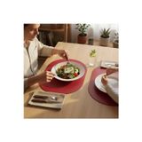 2 Adet Deri Kırmızı Tam Oval Amerikan Servis Supla 33x44 cm-Kolay Silinebilir Supla