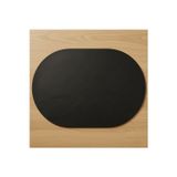 2 Adet Deri Siyah Tam Oval Amerikan Servis Supla 33x44 cm-Kolay Silinebilir Supla