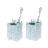 2 Adet Diş Fırçalık Deniz Feneri Model Poliresin 7X7x12cm Banyo Seti