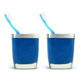 2 Adet Diş Fırçalık Gri Mavi Poliresin 8X4x11cm Banyo Seti