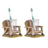 2 Adet Diş Fırçalık Ve Macunluk Sandalye Poliresin 13X11x10cm 200Ml Banyo Seti