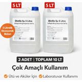 2 Adet Distile Su 5 Litre Toplam 10 Litre Saflaştırılmış Deiyonize Saf Su Çok Amaçlı Kullanım