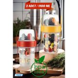 2 ADET Diyet & Kahvaltı için Çatal & Kaşıklı Kapaklı Yoğurt Müsli Salata Meyve Saklama Kabı - 1100ml OPH-001037
