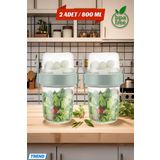 2 Adet Diyet & Kahvaltı Için Çatal & Kaşıklı Kapaklı Yoğurt Müsli Salata Meyve Saklama Kabı - 800 ml