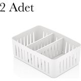 2 Adet Dolap Içi Düzenleyici Dolap Çekmece Makyaj Organizer (Beyaz) - Beyaz - Gold - Çok Renkli