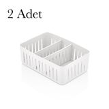 2 Adet Dolap İçi Düzenleyici Dolap Çekmece Makyaj Organizer (Beyaz)