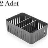2 Adet Dolap Içi Düzenleyici Dolap Çekmece Makyaj Organizer (Gri) - Beyaz - Gold - Çok Renkli