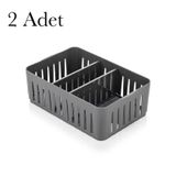 2 Adet Dolap İçi Düzenleyici Dolap Çekmece Makyaj Organizer (Gri)