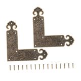 2 adet dolap kapı mobilya köşe kodu duvar açısı braketi L köşe muhafızları dekoratif köşe koruyucu raflar braketler dolap tamponları Retro kornet Brace bakır Metal kenar