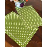 2 Adet Duck Kumaş ve Pikolu Yeşil Puantiyeli Amerikan Servis - 50 x 35 cm