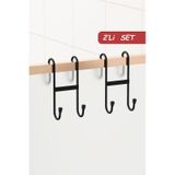 2 Adet Duşakabin Askısı Banyo Mutfak Bornoz Havlu Askılığı Metal Askı Çok Amaçlı Siyah Askılık Siyah