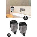 2 Adet Duvara Monte Sıvı Sabunluk F011S, Mutfak Banyo Duş Şampuan Dezenfektan Sabun Dispanseri Siyah - 11 x 9 x 20 cm