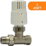 2 Adet Eca Trv4 Termostatik Düz Radyatör Valfi Petek Vanası 602120756