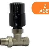 2 Adet Eca Trv4 Termostatik Düz Radyatör Valfi Petek Vanası Siyah 802120117