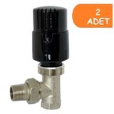 2 Adet Eca Trv4 Termostatik Köşe Radyatör Valfi Petek Vanası Siyah 802120116