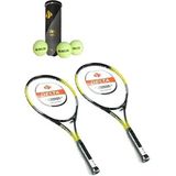2 Adet Fallo 27 Inç L2 Grip Yetişkin Tenis raketi + 2 Adet Tenis Çantası + 3 Adet Prof. Maç Topu - Sarı