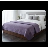 2 ADET FERMUARLI YASTIK ALEZİ HEDİYELİ Yatak Örtüsü/pike Çok Amaçlı Kullanım Tek ve Battal Ebatlar 160 x 220 cm ve 230X 250CM Tek Parça - Mürdüm - 230 x 250 cm