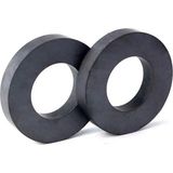 2 Adet Ferrit Mıknatıs, 80MM x D40MM x 15MM Güçlü Ferrit Kömür Seramik Halka Mıknatıs - Siyah