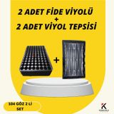 2 Adet Fide Viyolü + 2 Adet Viyol Tepsisi Set Fidelik Fide Yetiştirme Seti Seçimli 104 Göz Yuvarlak