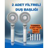2 Adet Filtreli Duş Başlığı 5adet Yedek Filtre Su Arıtmalı, Klor Ve Kireç Önleyici, Yüksek Basınçlı Krom