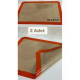 2 Adet Fırınlanabilir Kendinden Yağlı Silikon Pişirme Matı-Hamur Açma Matı 30X40