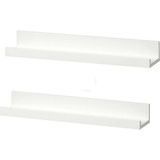 2 Adet Fotoğraf Çerçevesi Rafı Ikea 2'li Set Duvar Rafı Ahşap Çerçeve Rafı Beyaz Kitaplık - Çok Renkli