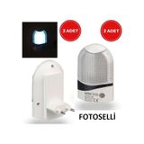 2 Adet Fotoselli Gece Lambası Sensörlü Led Lamba Otomatik Yanan Beyaz