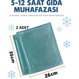 2 Adet Gıda Soğutucu Isıtıcı Donuk Şeffaf Buz Paketi Termojel, 5-12 Saat Isı Muhafaza 26CMX35CM - 1 lt