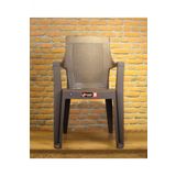 2 Adet Gold Rattan Efektli Elegance Plastik Sandalye Bahçe Teras Balkon Sandalyesi