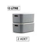 2 Adet Gri 13 Lt Oyuncak Saklama Hobi Kutusu Storage Düzenleyici Kapaklı Saklama Kutusu Anaokulu
