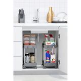 2 Adet Gri 2 Katlı Tekerlekli Düzenleyici Mutfak Ve Banyo Rafı