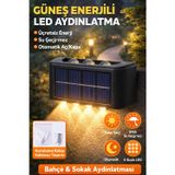 2 Adet Güneş Enerjili 6 Ledli Duvar & Bahçe Aydınlatması Su Geçirmez Otomatik Yanan Işık Efekti