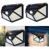 2 Adet Güneş Enerjili Duvar Lambası - Solar 100 LED Işık 3 Modlu Hareket Sensörlü Bahçe Aydınlatma