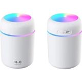 (2 adet) H2O Taşınabilir Hava Nemlendirici, Ultra Sessiz, RGB Renkli LED Işıklı, Aroma Difüzör, USB, 300ml