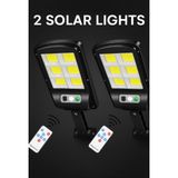 2 Adet Hareket Sensörlü Kumandalı 3 Modlu Güneş Enerjili Büyük Boy 128 LED Solar Bahçe Sokak Lambası - Beyaz