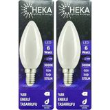 (2 Adet) Heka 6W (51W) 3000K (Günışığı) E14 Duylu (Ince Duy) Soft Mum Ampul - Gün Işığı