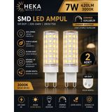 (2 Adet) Heka 7W Günışığı (3000K) G9 Duylu Dim Edilebilir Led Kapsül Ampul