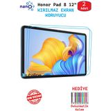 2 ADET Honor Pad 8 12" Tablet İçin Tam Uyumlu Ekran Koruyucu Şeffaf Cam Nano HD Esnek Kırılmaz