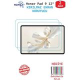 2 ADET Honor Pad 9 12" Tablet İçin Tam Uyumlu Ekran Koruyucu Şeffaf Cam Nano HD Esnek Kırılmaz