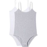 2 Adet Ip Askılı Kadın Çıtçıtlı Body Beyaz ve Gri - 0- Koyu Mavi - 0 - 1 Yaş